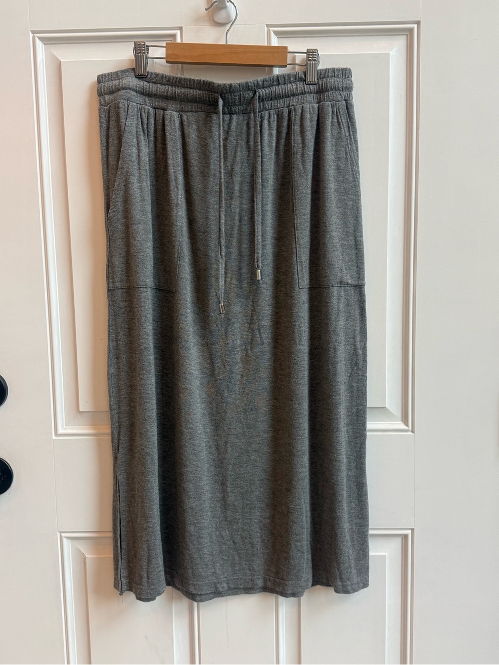 Cozy Heather Gray Drawstring Medium Midi Skirt from Dip with pockets